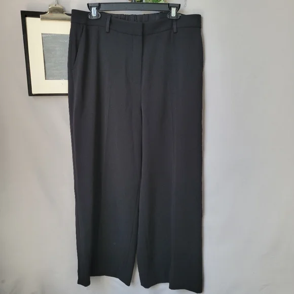 The Fold London Clever Crepe Adelaide Wide Leg Trousers Black UK 14 US 10 - Picture 2 of 11